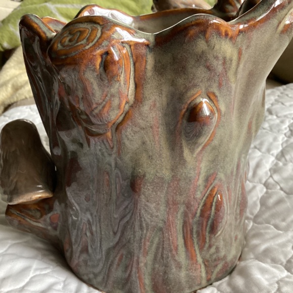 VINTAGE POTTERY TREE TRUNK & BIRDS PLANTER - Picture 7 of 15